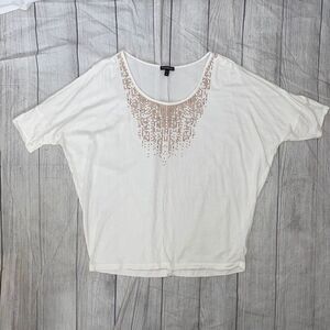 Express batwing beaded scoopneck short sleeve blouse sz medium